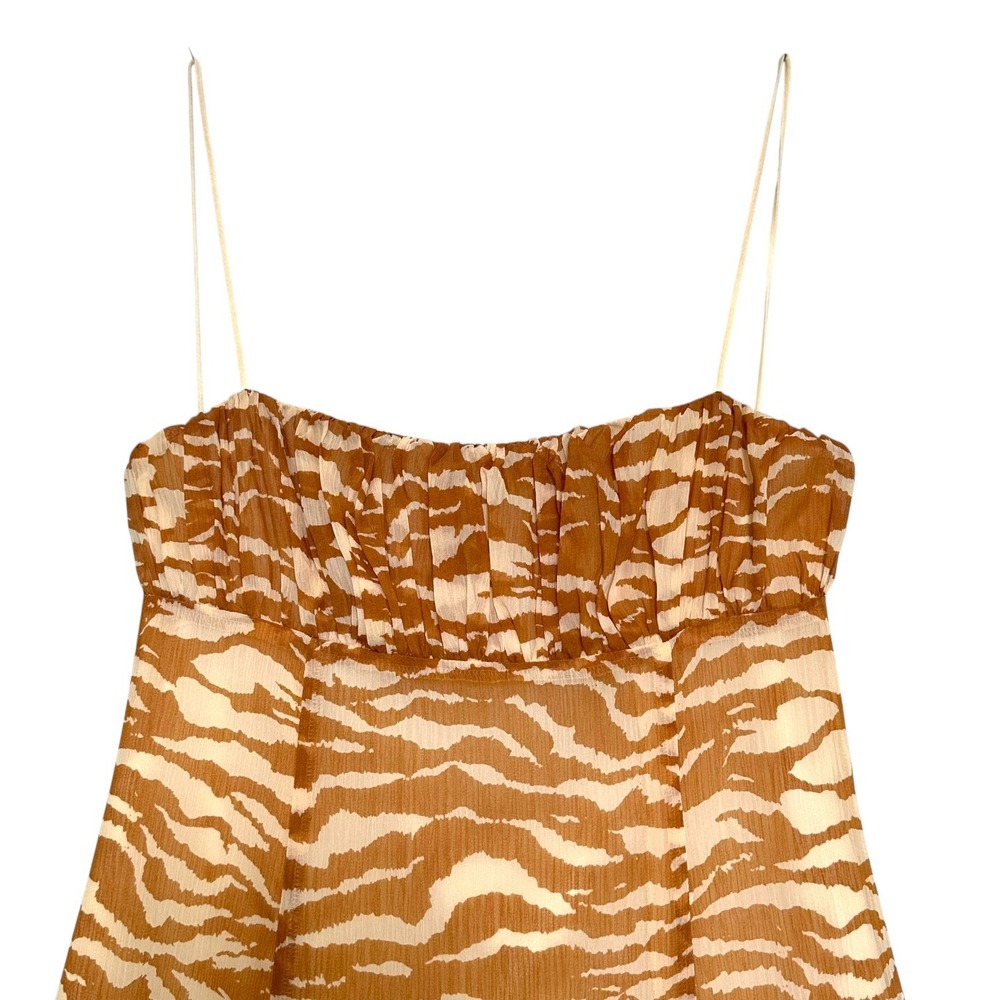Camila Coelho Dress Bailee Zebra Print Side Slit Tan Cream M Animal Print Boho - Picture 3 of 15